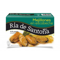 Ria de Santoña Mejillones en escabeche gigantes 4/6 piezas 115gr
