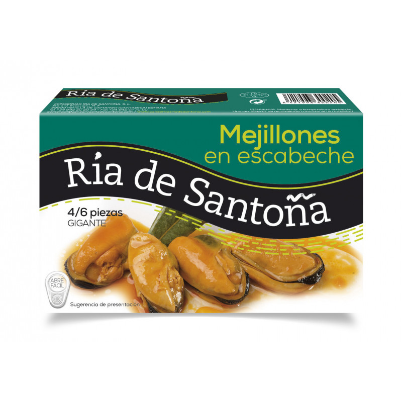 Ria de Santoña Mejillones en escabeche gigantes 4/6 piezas 115gr